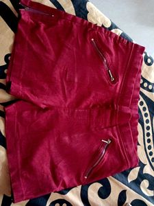 Maroon Zipper Accent Shorts