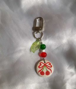 handcrafted clay Cherry Keychain / bag charm