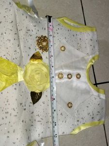 Girls kids dress Cute Yellow &amp; White
