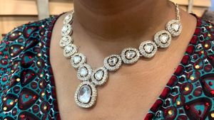 Elegant Silver Stone Necklace Set