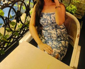 Blue &amp; White Print Dress