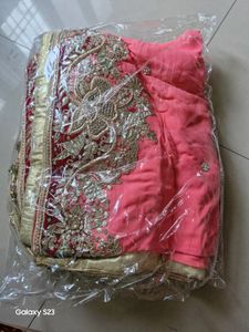 Pink Pure Georgette Extremely Heavy Saree