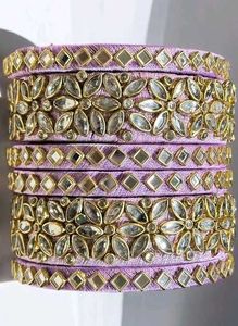 Lavender Kundan Bangles