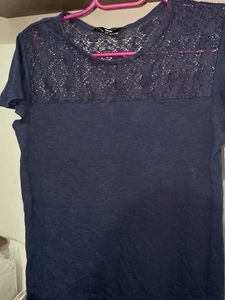 Blue Lace Detail Top