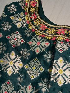 One Piece Gown With Mirror Work Dupatta For Mehndi