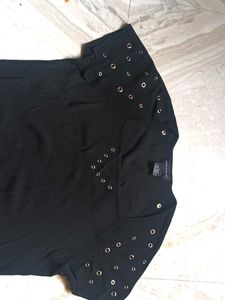 Black Square Neck Top
