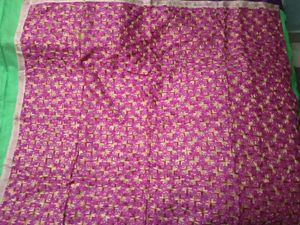 Rose Embroidered Dupatta - Gold Lace Border