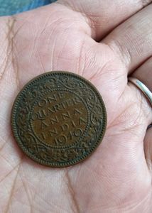 1940 India One Quarter Anna Coin