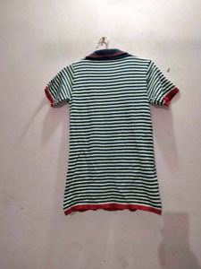Stylish Striped Half-Sleeve Polo T-Shirt