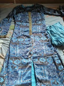 Blue Printed Kurta Set