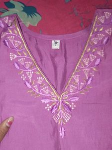 Lavender Embroidered Kurta Set