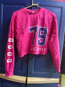 Ginger Hot pink full sleeve crop top