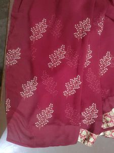 Maroon Floral Print Saree