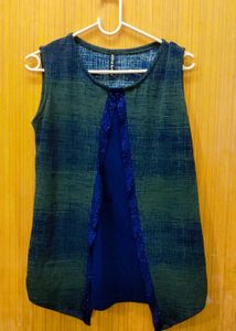 Sleeveless Green &amp; Blue Top
