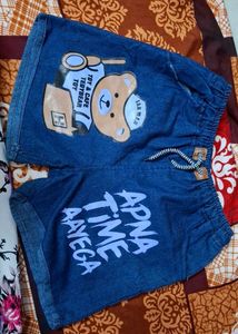 Graphic Print Denim Shorts