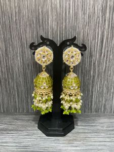 Green Jhumka Earrings