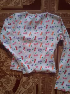 Cherry Print Long Sleeve Crop Top