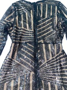 URBANIC Black And Nude Sequinned Bodycon Dress