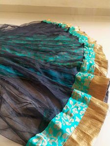 Designer Elegant Teal and Gold Embellished Dress