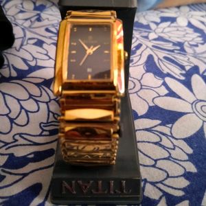 Titan Gold Colour Mens Wristwatch