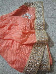 Peach Embellished Saree