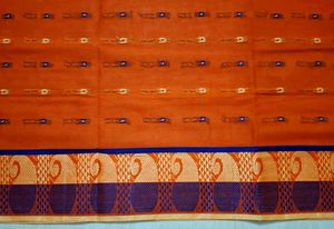 New Orange Embroidered tant Saree 🎶
