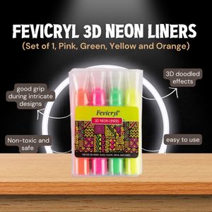 Fevicryl 3D Neon Liners (Set of 1, Pink, Green, Yellow and Orange)