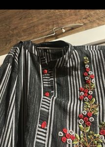 Striped Embroidered Kurta