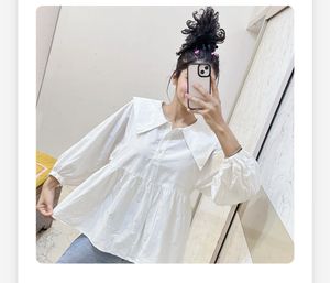White Babydoll Top - Oversized Collar