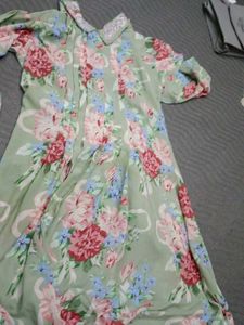 Flower Print Emroied Color Dress