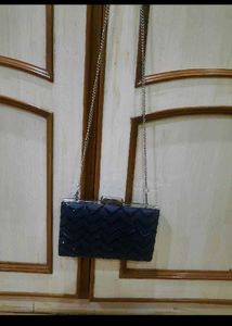 Navy Beaded Clutch
