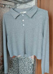 Gray Long Sleeve Top