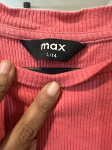 Coral Ribbed Knit Top