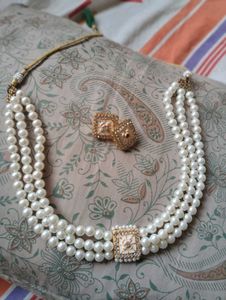 Pearl Necklace &amp; Earring Set