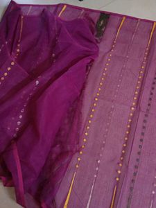 Elegant Purple &amp; Green Sari