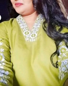 Olive Green Embroidered Kurti