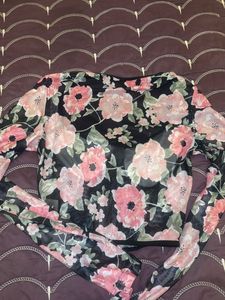 High Street Floral Mesh Corset Top