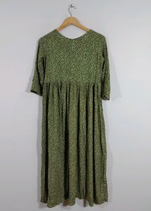 Olive Green Printed Dress (Women)