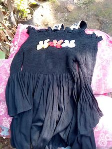 Cute Black Top - Fun Bunny Details