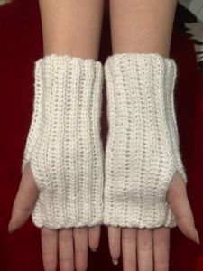 White Knitted Wrist Warmers