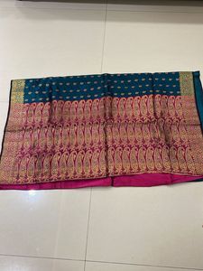 Elegant Teal & Pink Saree