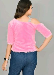 Pink Fuzzy Crop Top