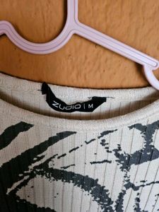 Butterfly Print Ribbed Top