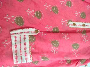 Pink Floral Print Short Kurti