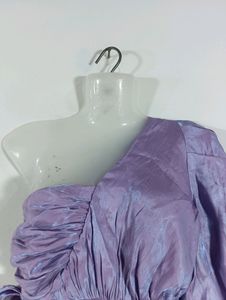 Lavender Asymmetrical Casual Crop Top (Women