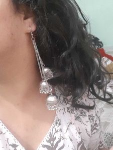 Preety Silver Colour Long Jhumkaas