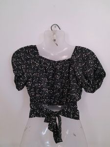 Black Printed Crop Top (Women's)