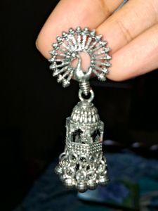 Oxidised Silver peacock Eraings