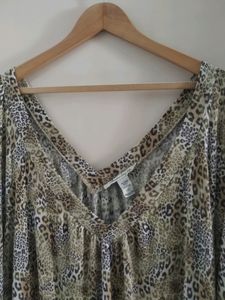 Animal Print V-Neck Top