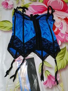 (1076)Blue Lace Corset Top